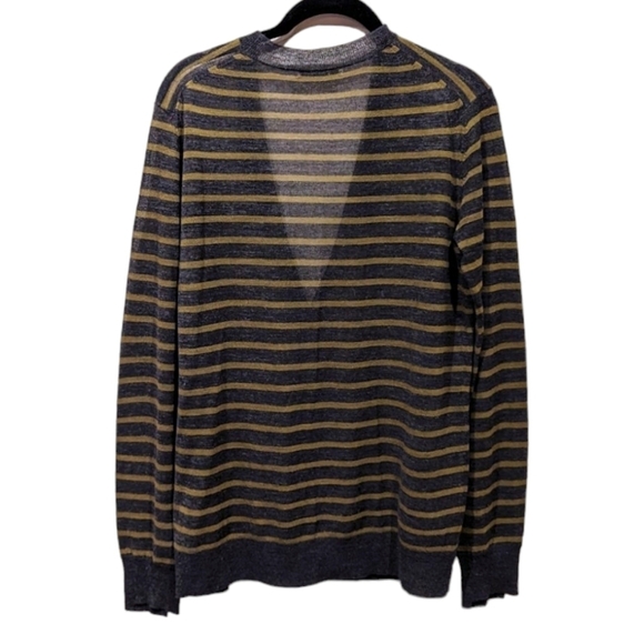 T by Alexander Wang Grey & Yellow Striped Lightweight Cardigan (S) - Picture 2 of 5
